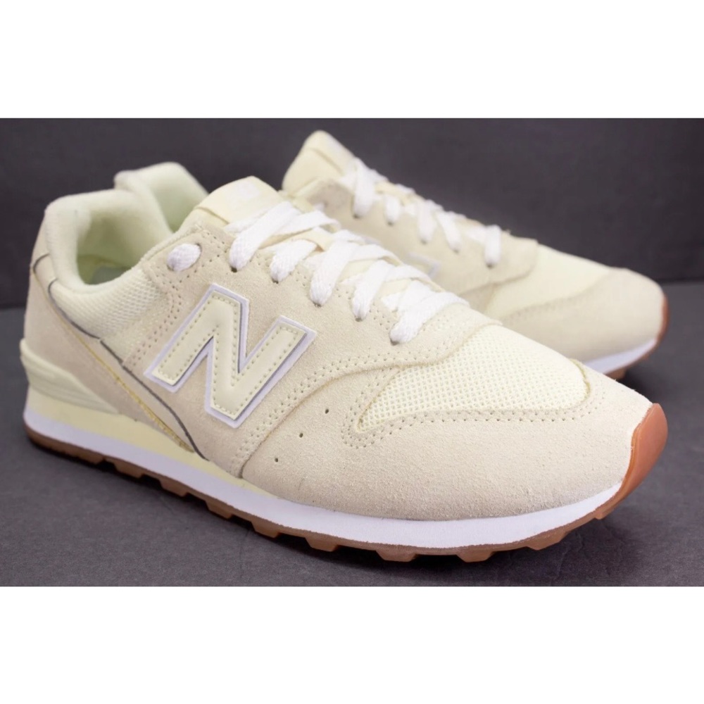 New Balance Cream Suede & Mesh Athletic Sneakers with Gum Outsole